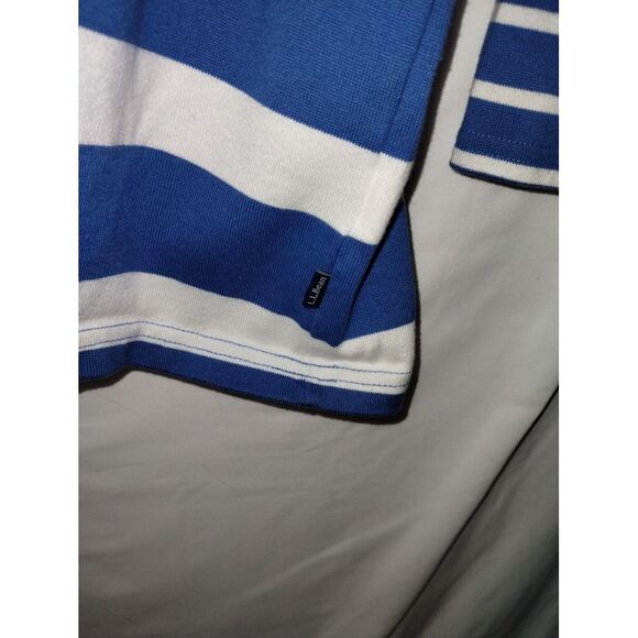 L.L. Bean Blue & White Striped Boat Neck Top With 3/4 Length Sleeves Women's PSM - Picture 2 of 7